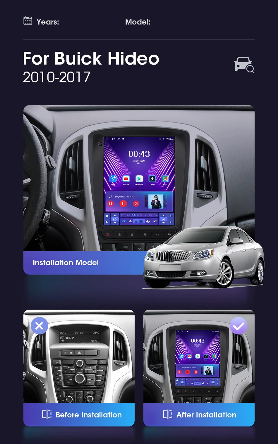 Srnubi Android 12.0 Car Radio for Opel Astra J Vauxhall Buick Verano 2009-2015 Multimedia Video 2Din 4G WIFI Carplay Head Unit