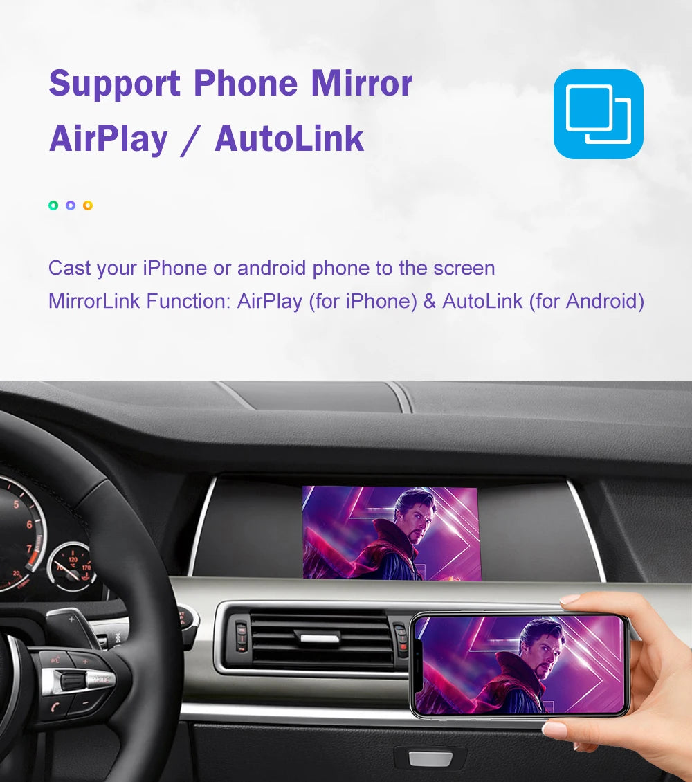 Road Top Wireless CarPlay for BMW 5 Series F10 F11 F07 7 Series F01 F02 F03 F04 Android AutoMirror Link AirPlay Camera View