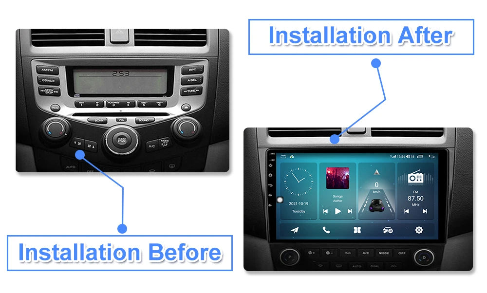 Carplay Android 14 Car Auto Radio Multimedia Stereo Player WiFi GPS Navigation For Honda Accord 7 CM UC CL 2004 - 2007