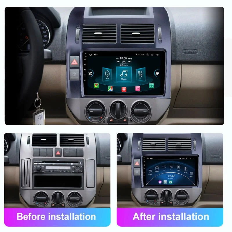 Android 14 Car Radio For Volkswagen VW Polo MK4 6Q 9N 9N3 2004-2009 Multimedia Video Player GPS Carplay QLED Screen Auto Stereo