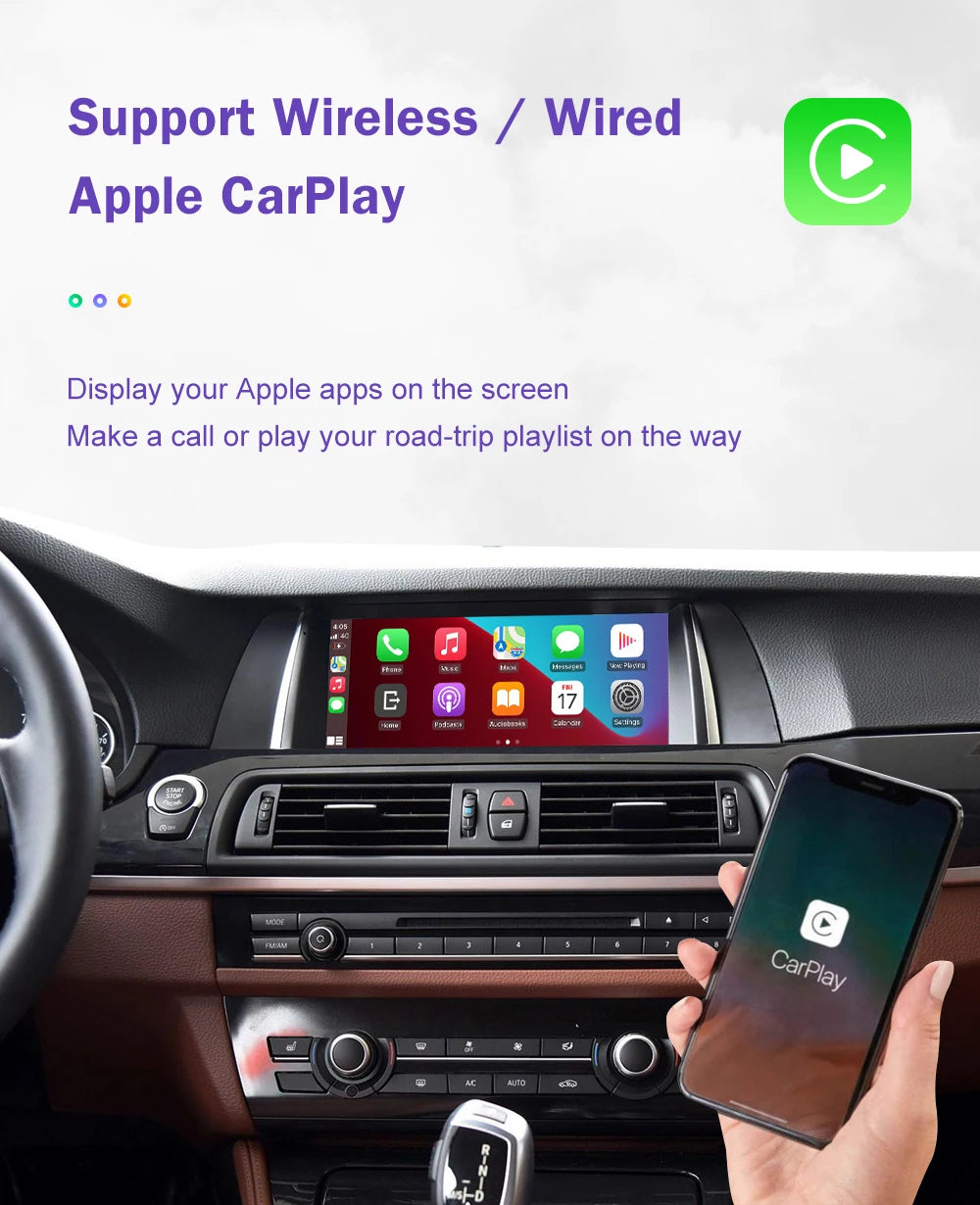 Road Top Wireless CarPlay for BMW 5 Series F10 F11 F07 7 Series F01 F02 F03 F04 Android AutoMirror Link AirPlay Camera View