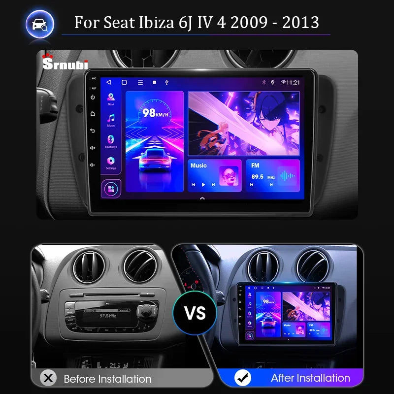 Android 12 Car Radio for Seat Ibiza 6J IV 4 2009-2013 Multimedia Player GPS Navigation 2 DIN Carplay Auto GPS Stereo DVD