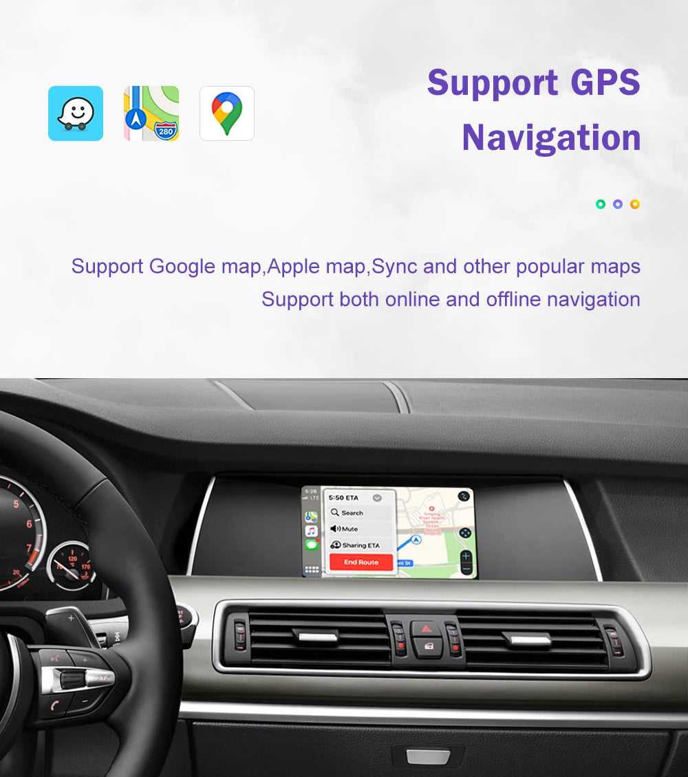 Road Top Wireless CarPlay for BMW 5 Series F10 F11 F07 7 Series F01 F02 F03 F04 Android AutoMirror Link AirPlay Camera View