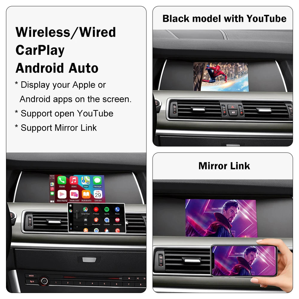 Road Top Wireless CarPlay for BMW 5 Series F10 F11 F07 7 Series F01 F02 F03 F04 Android AutoMirror Link AirPlay Camera View